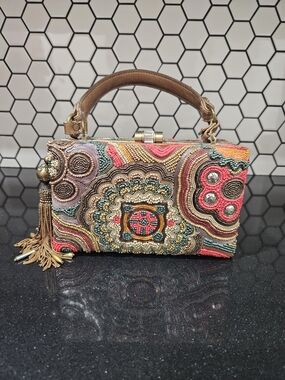 Mary Frances Embellished Multicolor Beaded Top-Handle Bag